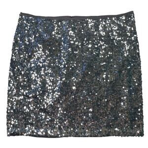 White House Black Market Skirt Womens 14 Silver Sequin Party Cocktail Pencil